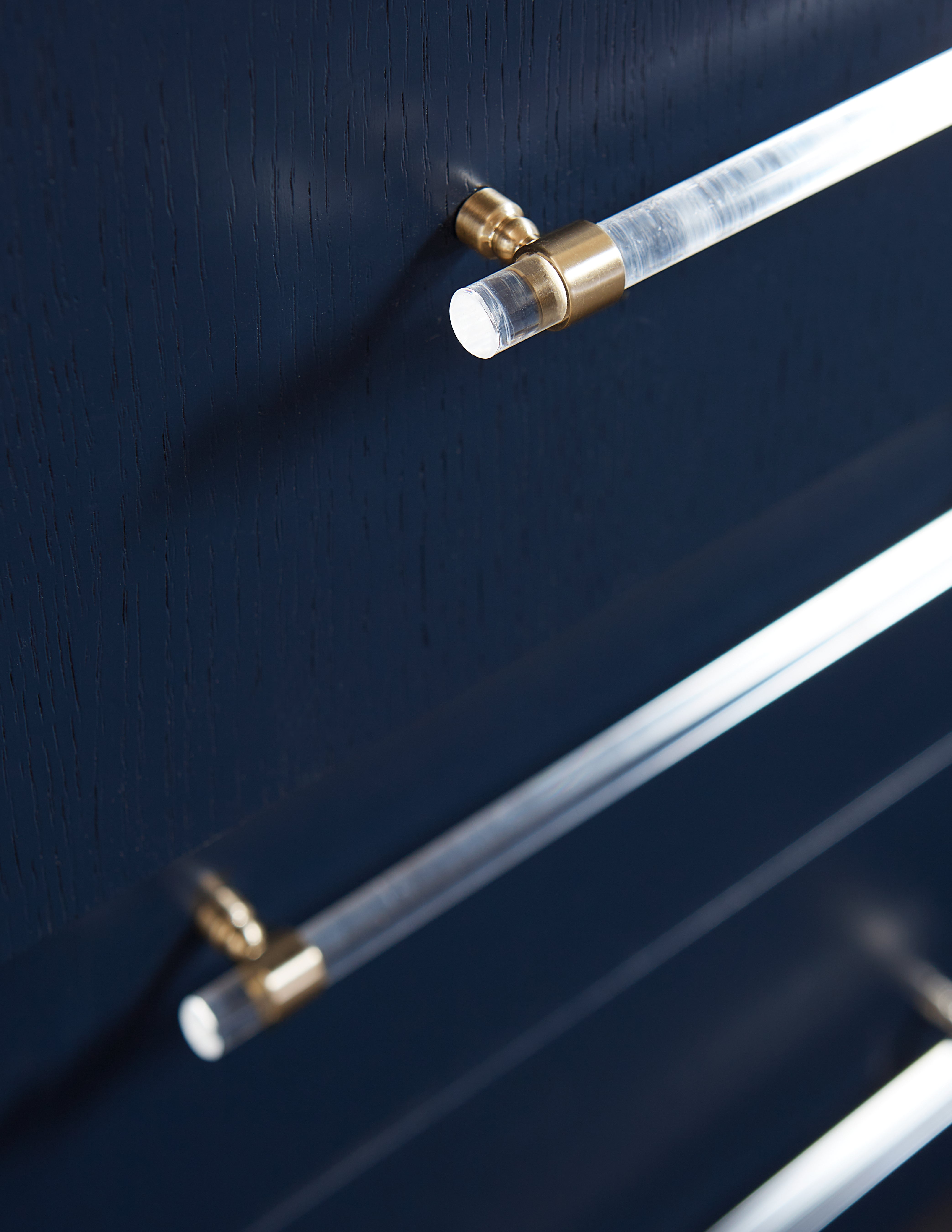 Argento Five Drawer Chest in Navy Blue and Burnished Brass - What A Room