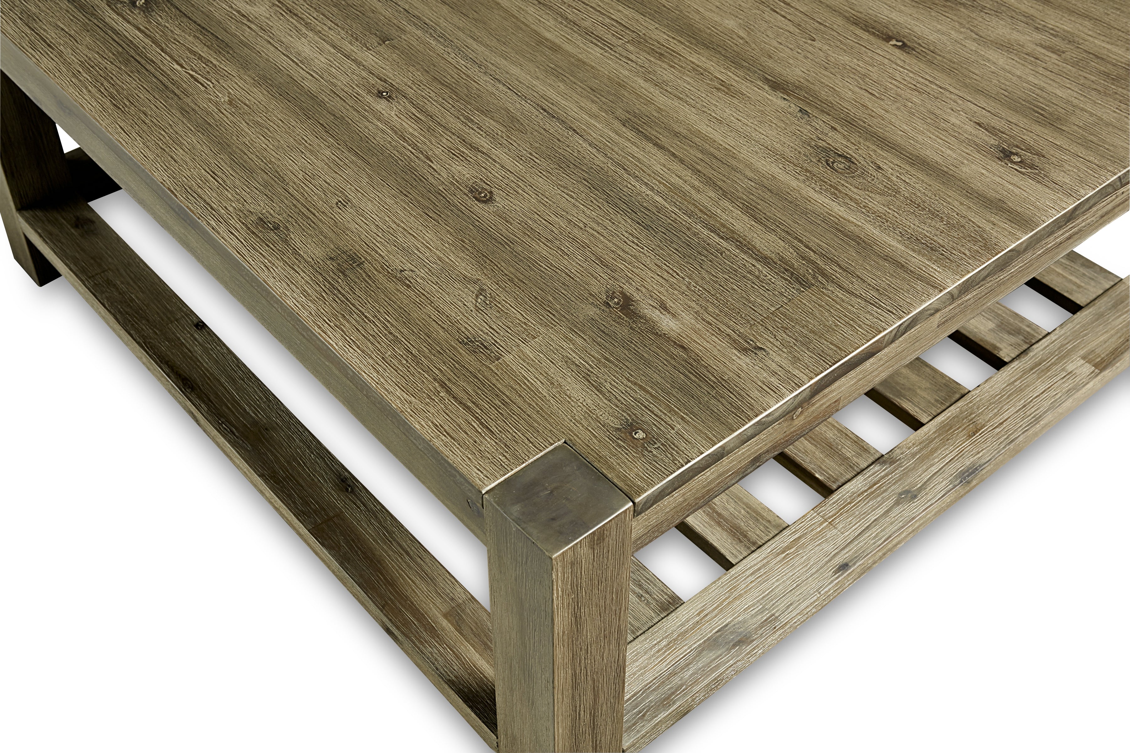 Canyon Solid Wood Square Coffee Table in Washed Grey - What A Room