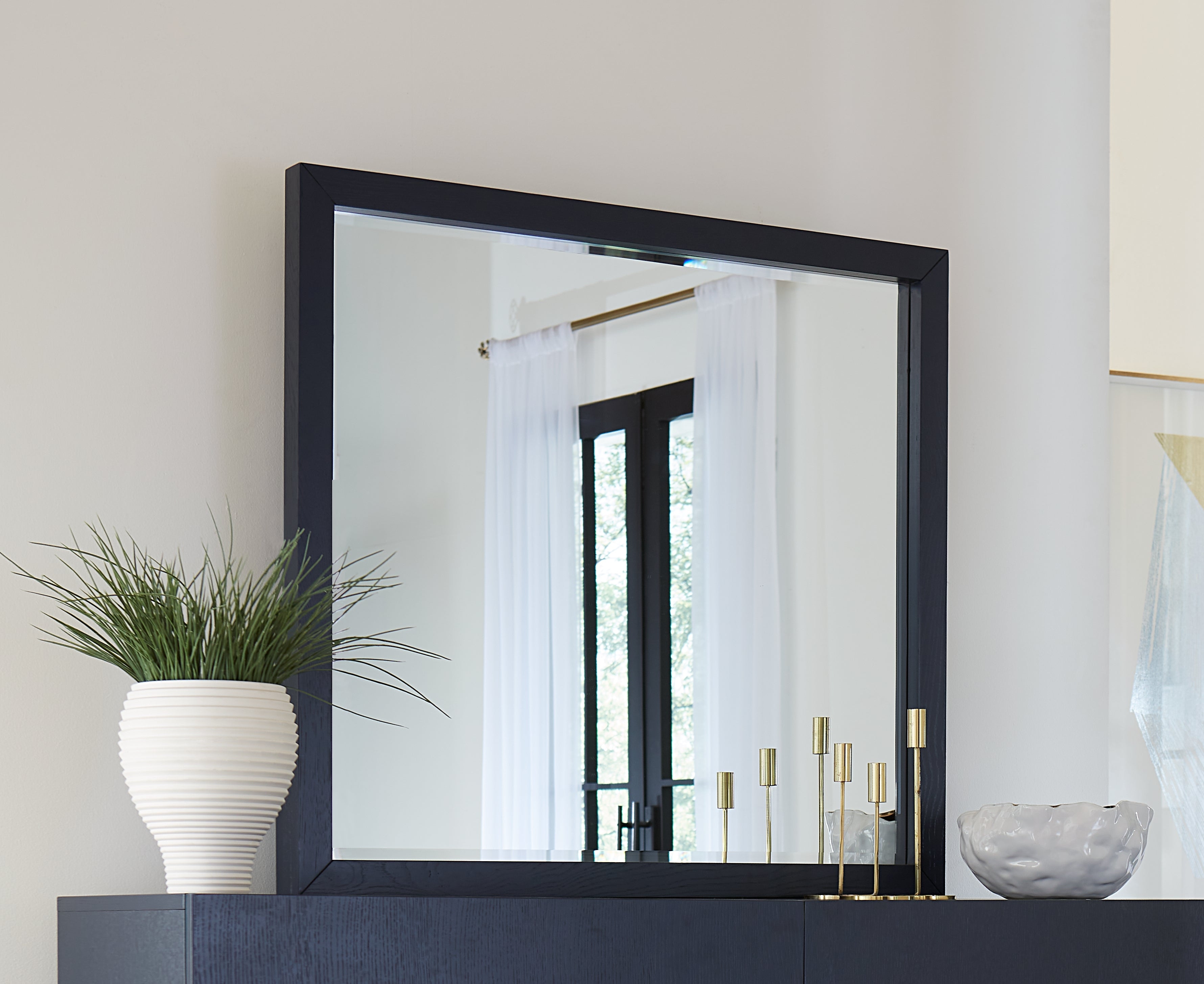 Argento Beveled Glass Wall or Dresser Mirror in Navy Blue - What A Room