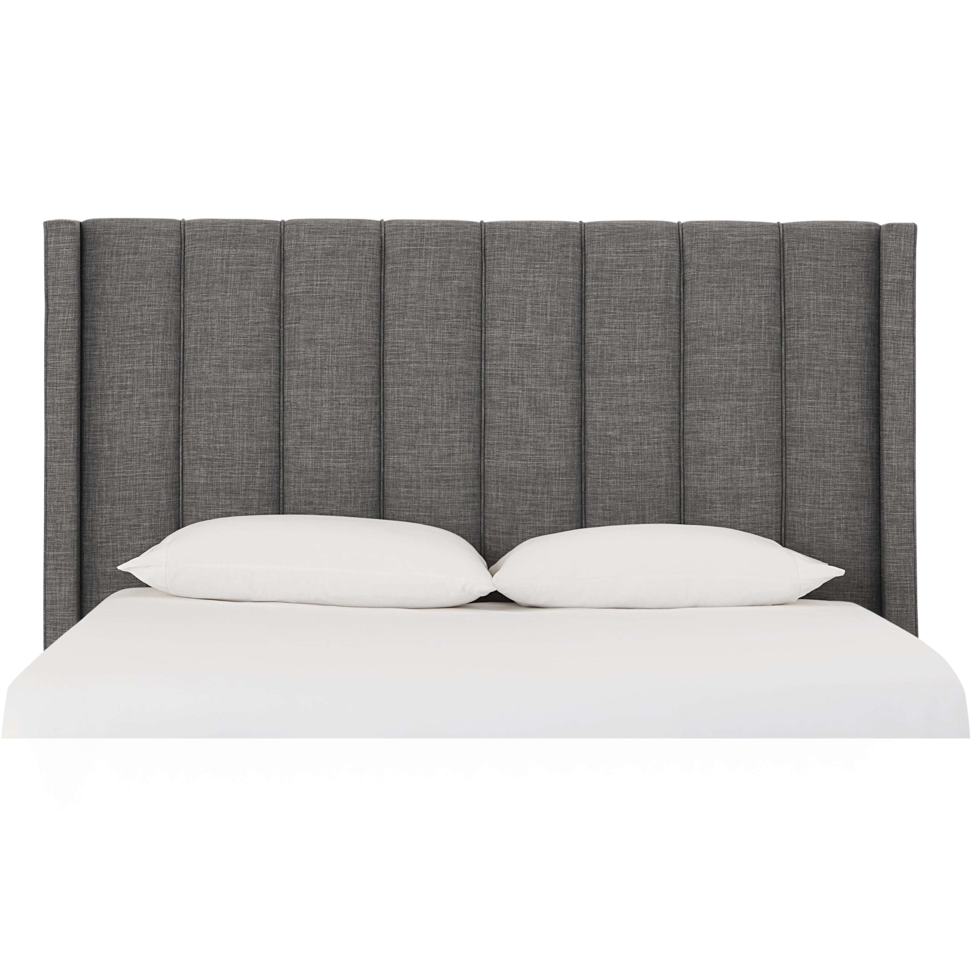 Palermo Wingback Upholstered Headboard in Dark Stone Linen - What A Room
