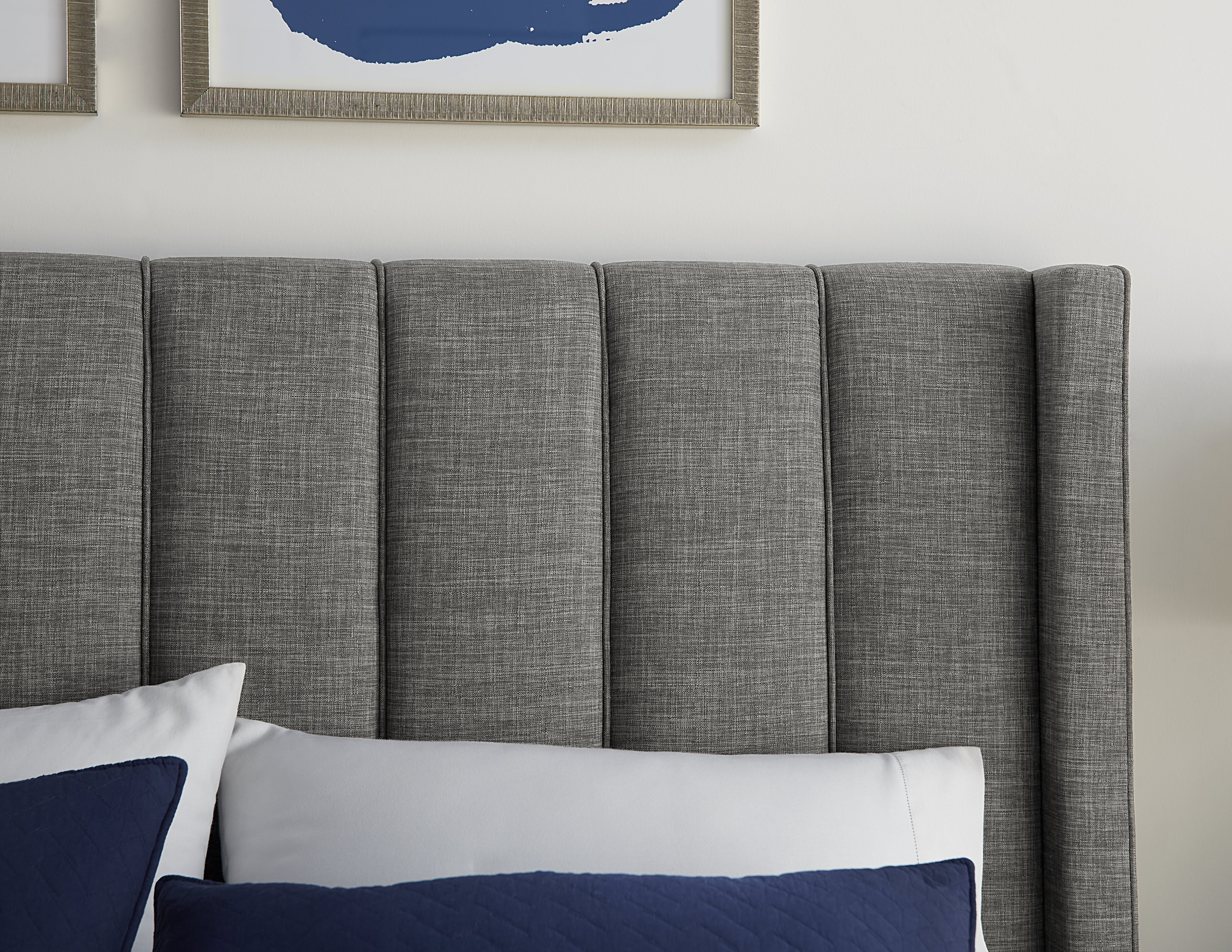 Palermo Wingback Upholstered Headboard in Dark Stone Linen - What A Room