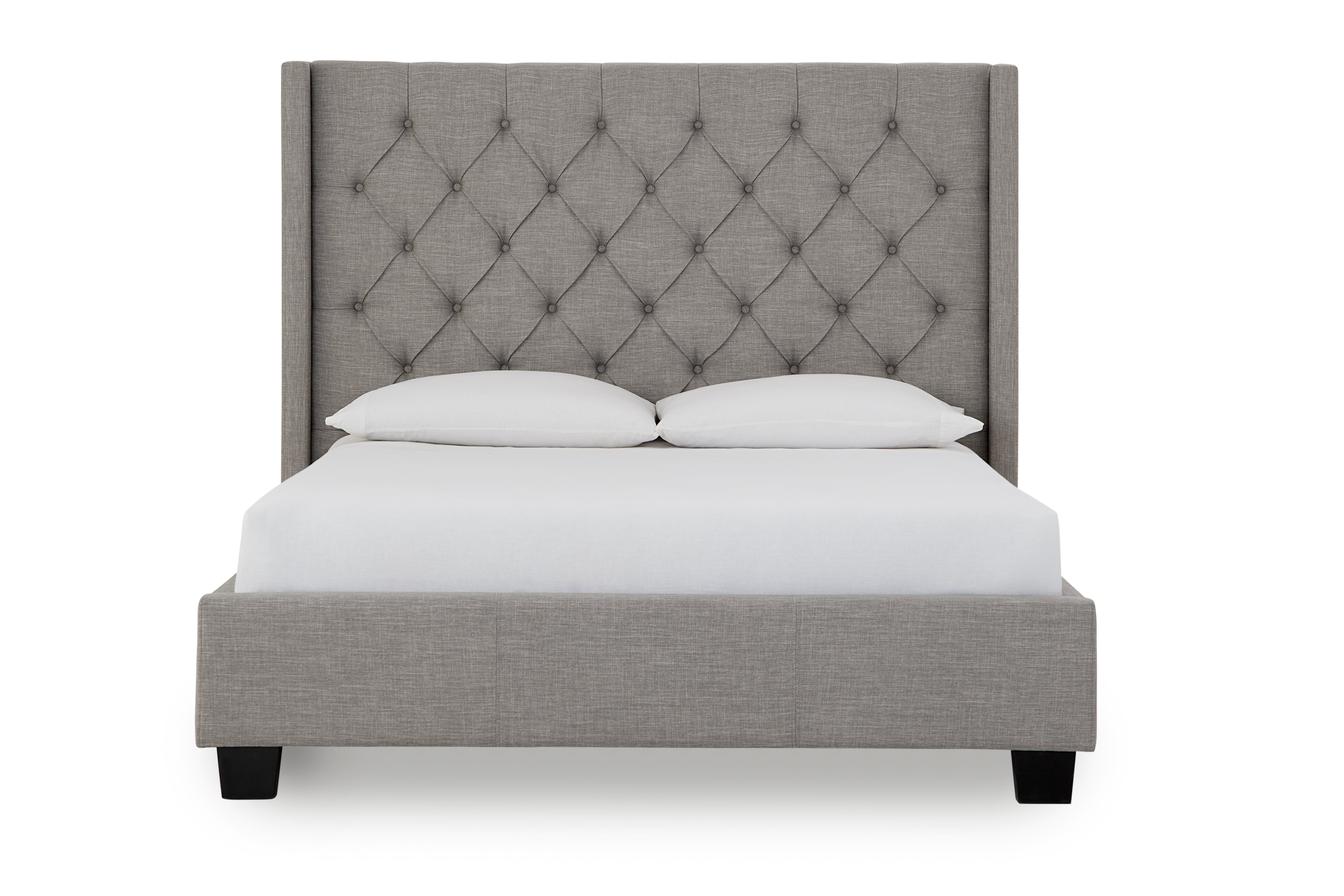 Verona Upholstered Platform Bed in Speckled Grey - What A Room